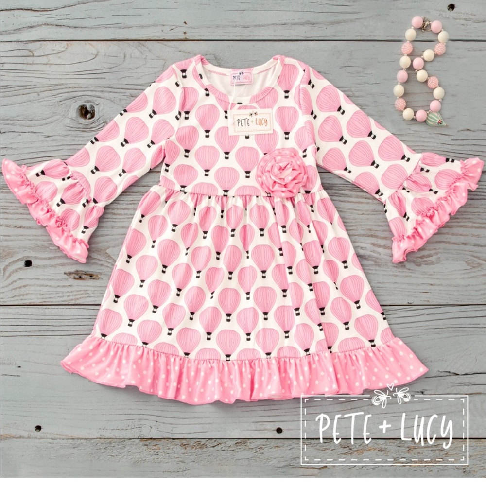 Pink balloons long sleeve dress